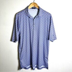 Turtleson men’s performance Polo floral a L blue purple golf shirt sleeve